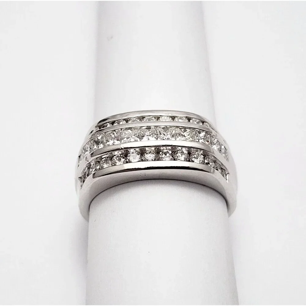 Unique 14K Karat Solid White Gold Designer Diamond Men's Ring Size 11.5 - 2.60ct
